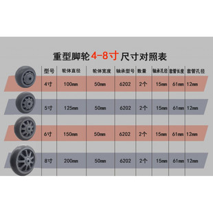 重型6寸橡胶轮4寸5B寸8寸平板手推车拖车脚轮轮子 新品