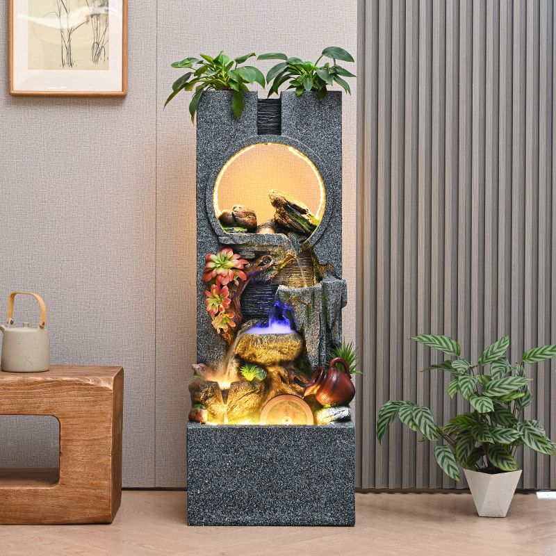 风车流水摆件循环水招财客厅加湿器假山水景可养鱼阳台庭院风水轮