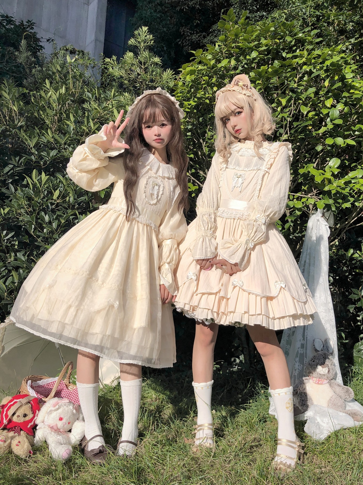 『甜丝丝』总汇 纯色OP/JSK 纯棉娃娃领大裙摆藕节袖doll感lolita