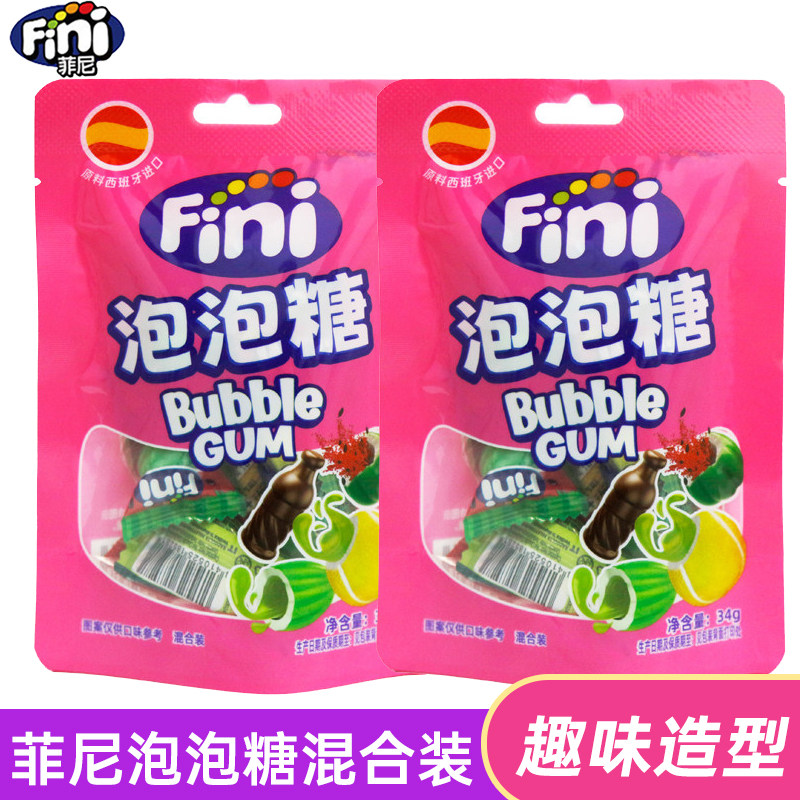 西班牙Fini菲尼夹心泡泡糖34g混合果味网球西瓜可乐蜜瓜味口香糖