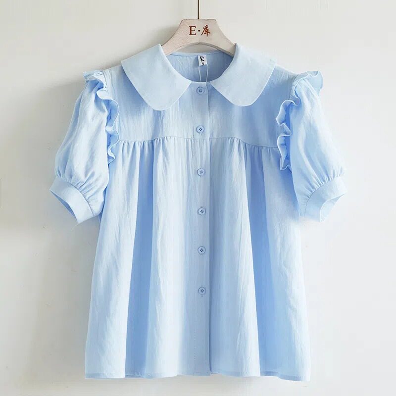 女童夏装衬衫中大童娃娃领衬衣