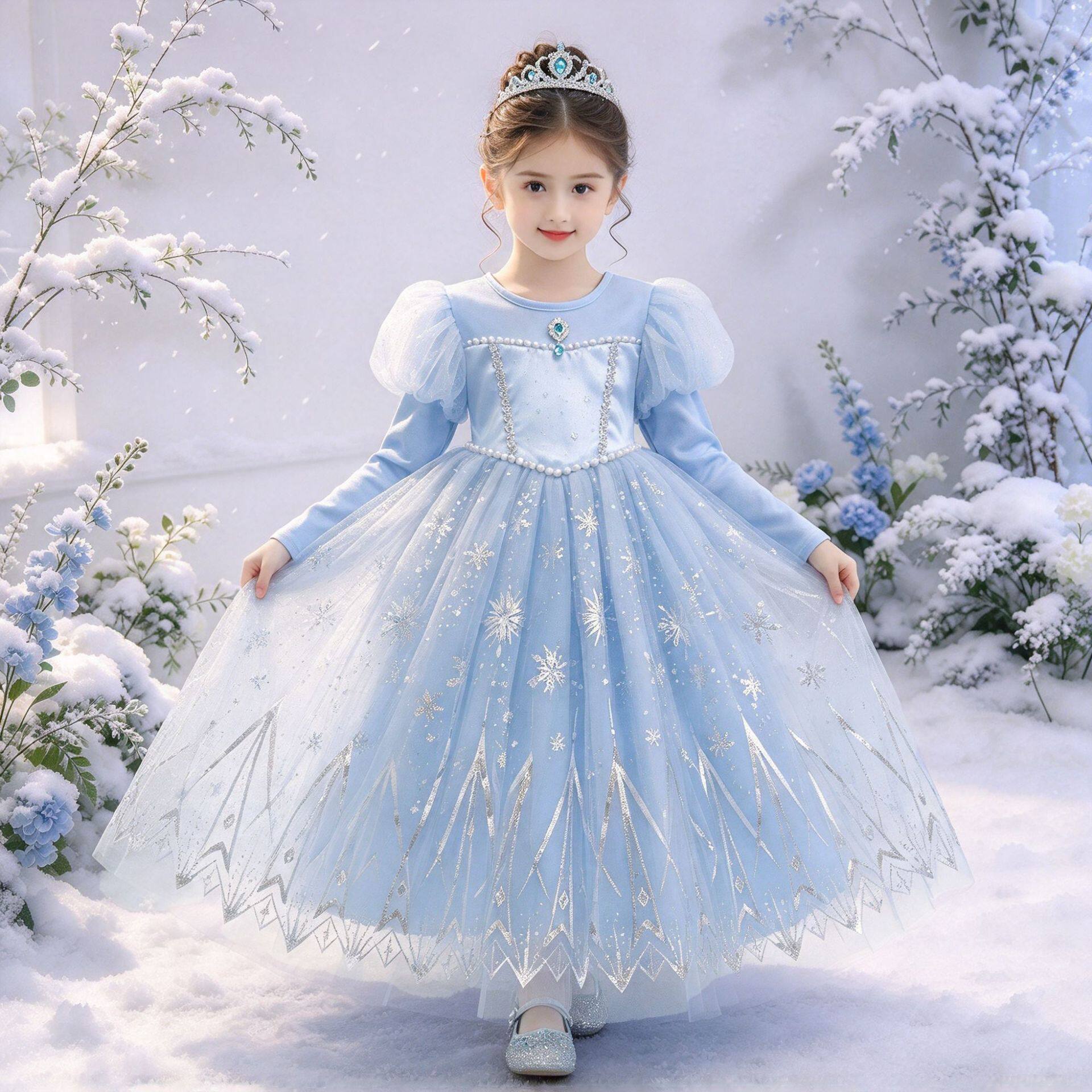 女童爱莎公主连衣裙春秋冰雪奇缘