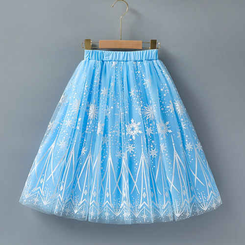 女童爱莎公主网纱半身裙中长新款