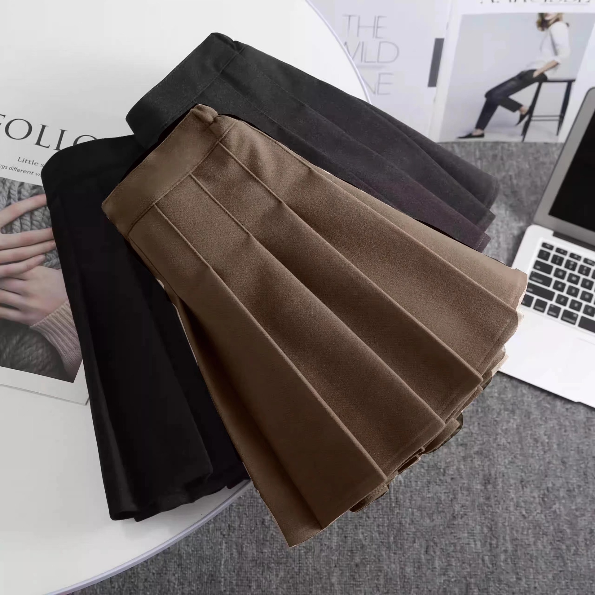 女童毛呢半身jk百褶裙2025春秋冬