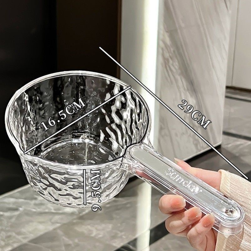 加厚舀水瓢水水勺瓢家用厨房塑料浇花长把冲厕所加深透明长柄舀子