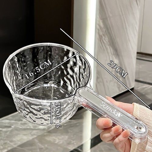 加厚舀水瓢水水勺瓢家用厨房塑料浇花长把冲厕所加深透明长柄舀子