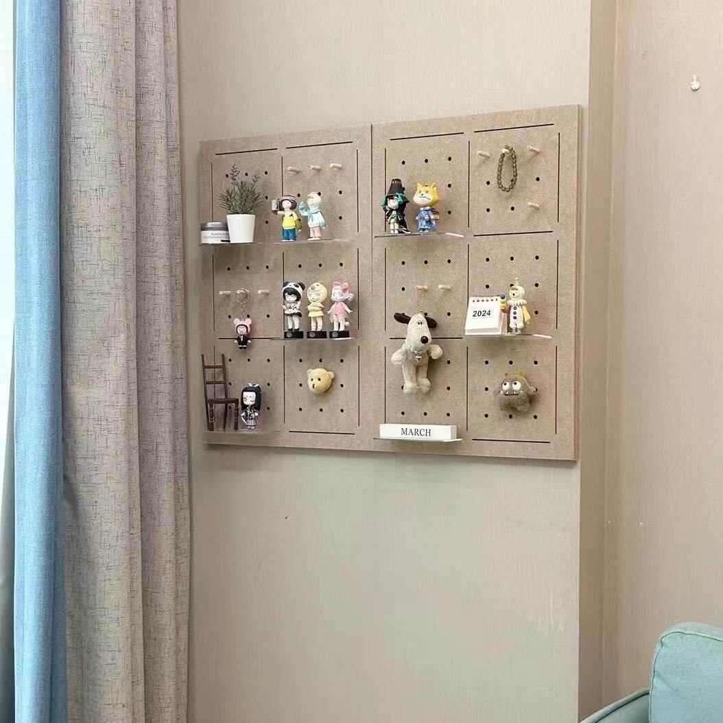 自粘洞洞板免打孔置物架玄关墙面上挂板入户隔板墙壁展示墙面装饰
