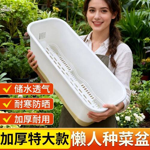 阳台塑料长方形种菜盆自吸水加大加厚家庭蔬菜种植花盆室内外专用