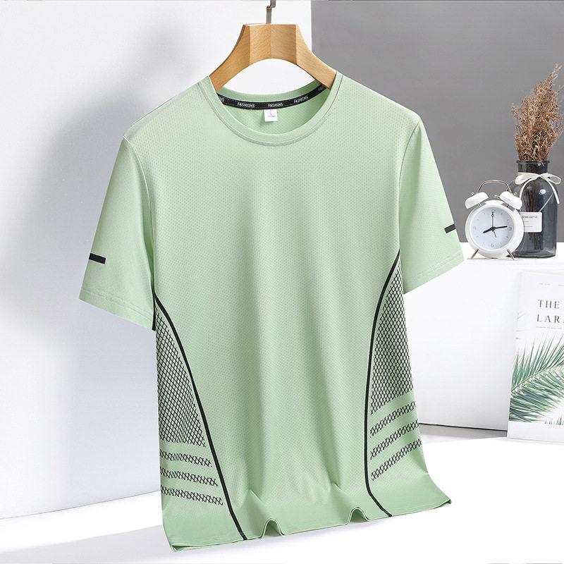 新款冰感降温弹力男士冰丝速干短袖T恤短袖男t恤冰丝短袖t恤男