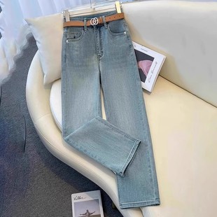 九分直筒裤 复古阔腿牛仔裤 高腰宽松小个子窄版 2025新款 子 女春秋季