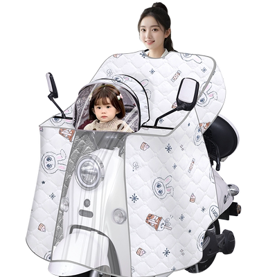 斗篷式亲子款电动车挡风被防雨罩