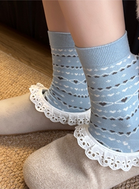格雷系列秋冬款灰色袜子女中筒袜ins潮日系复古配勃肯鞋堆堆长袜