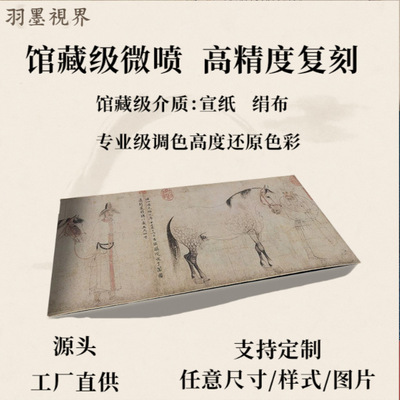 北宋李公麟五马图名家国画真迹微