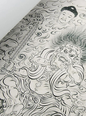 国画白描人物清代禹之鼎临吴道子