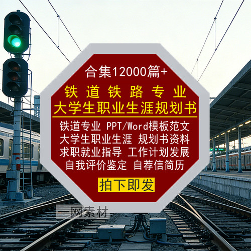 铁道铁路专业大学生职业生涯规划书PPT模板Word范文求职就业简历