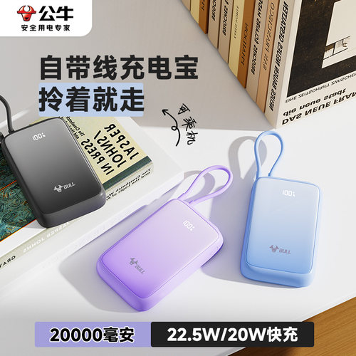 【3c认证新国标】自带线充电宝