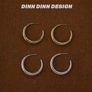 DINN 耳饰复古高级感独特 DESIGN立体圈圈耳环气质简约时尚