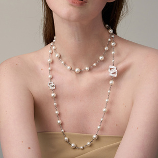 DINN 珍珠拼接项链轻奢小众高级设计感 DESIGN字母项链D长款