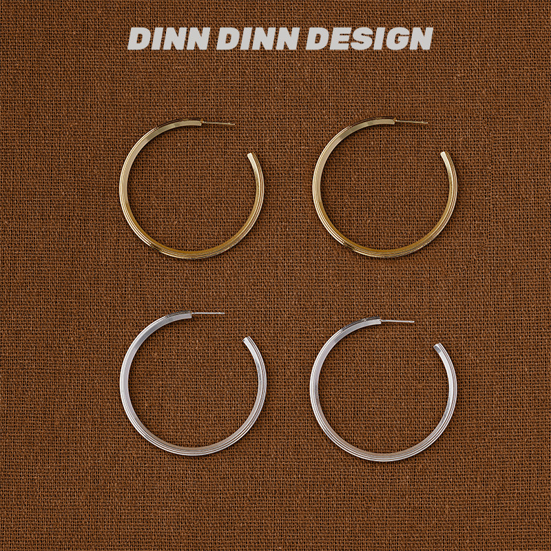 DINN DINN DESIGN立体线条圈圈耳环百搭ins小众耳饰设计感高级感