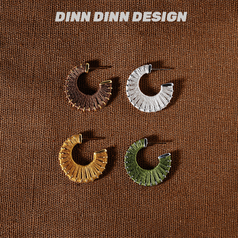 DINN DINN DESIGN四色缠绕编织圈圈耳环时尚小众耳饰精致复古优雅,饰品/流行首饰/时尚饰品新,耳环,淘宝优惠券,粉丝福利购,淘宝优惠卷