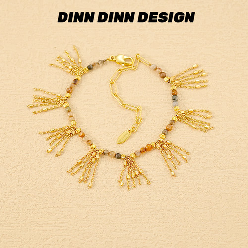 DINN DINN DESIGN金属流苏串珠手链手串女款流沙轻奢个性时尚欧美