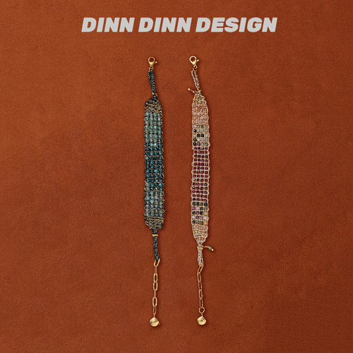 DINN DINN DESIGN度假系列碧玺拼接石手工编织拼色手链