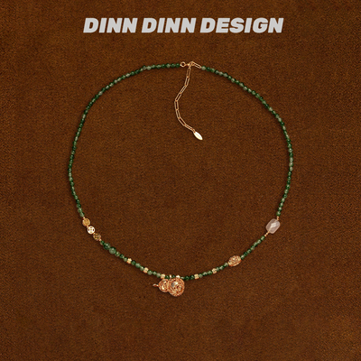 DINN DINN DESIGN新年限定系列绿色水草晶串珠项链原创设计锁骨链