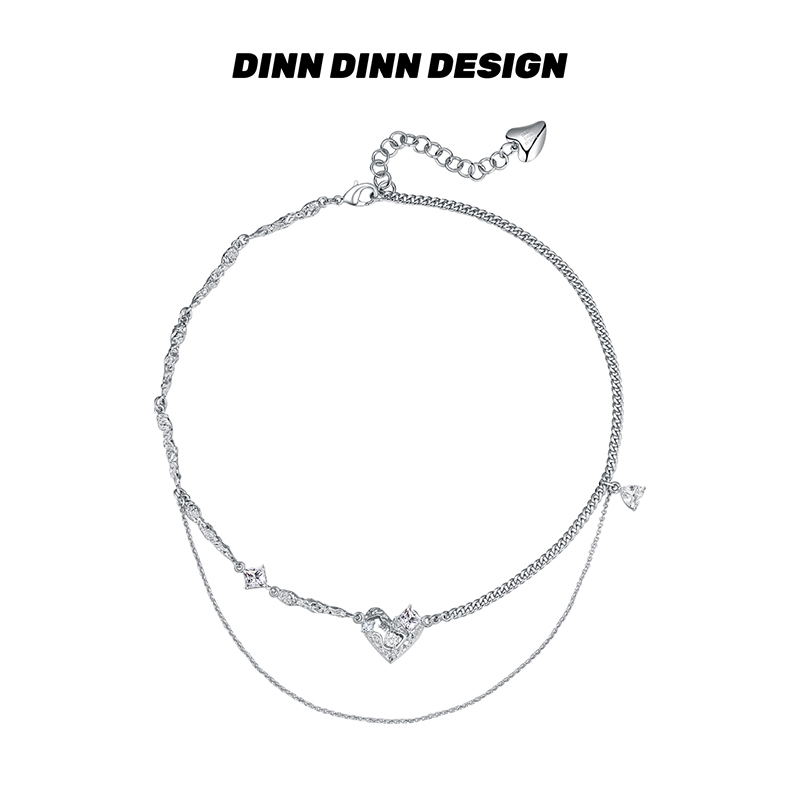 DINN DINN DESIGN初爱系列白色锆石爱心项链个性轻奢2021年新款