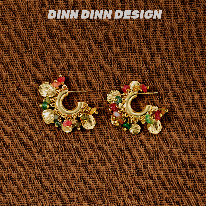 DINN DINN DESIGN度假系列彩色珠珠吊坠耳环耳钉耳饰个性独特简约