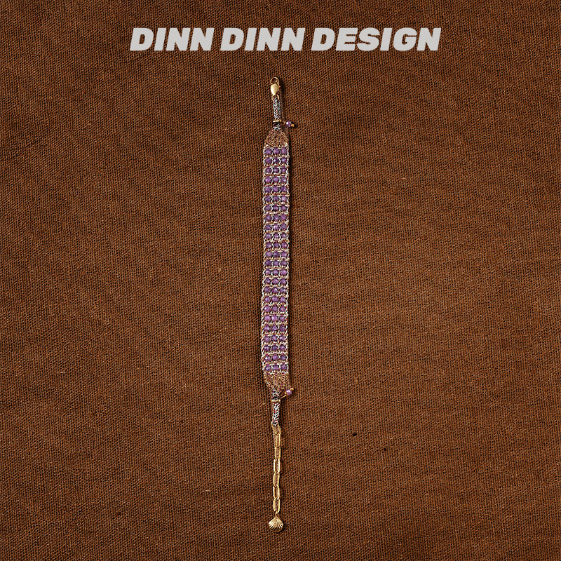 DINN DINN DESIGN紫色珠珠编织手链气质小众百搭女简约时尚手饰