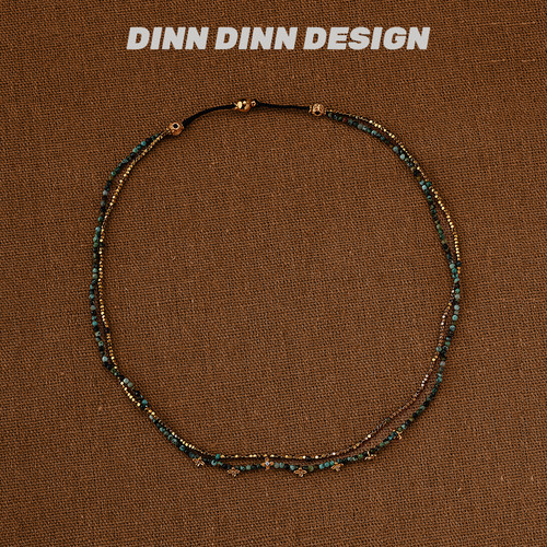 DINN DINN DESIGN度假系列小花花彩色珠珠双层项链高级感新款饰品
