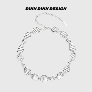 DESIGN简系列曲面拼接重工项链女士轻奢小众高级白金色 DINN