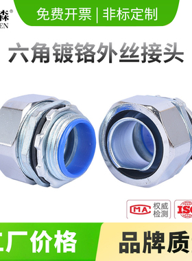 国标六角包塑金属软管接头 镀锌镀铬镀锘外丝牙螺纹端式箱接头DPJ