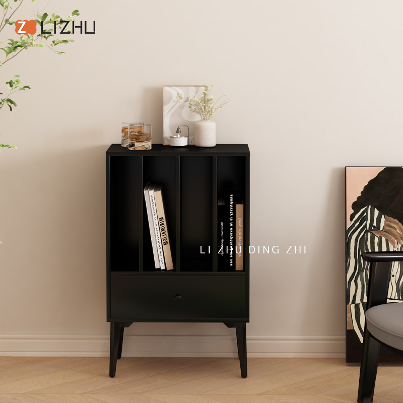 北欧书柜书报架黑胶唱片柜