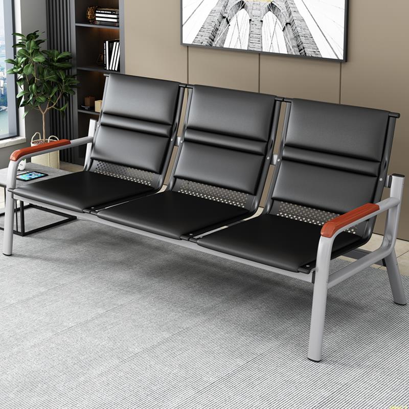 商务简易办公沙发茶几给合办公室接待排椅简约三人位长条接待沙发