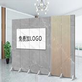 定制公司LOGO屏风隔断折叠移动简约现代玄关酒店前台办公室背景墙