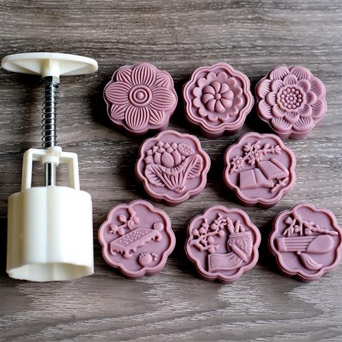 50g65克八瓣莲花月饼模具清雅手压冰皮桃山绿豆糕制作