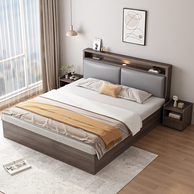 床实木双人床架出租房用2024年新款大床家用1米852简约现代单人床,住宅家具,实木床,淘宝优惠券,粉丝福利购,淘宝优惠卷