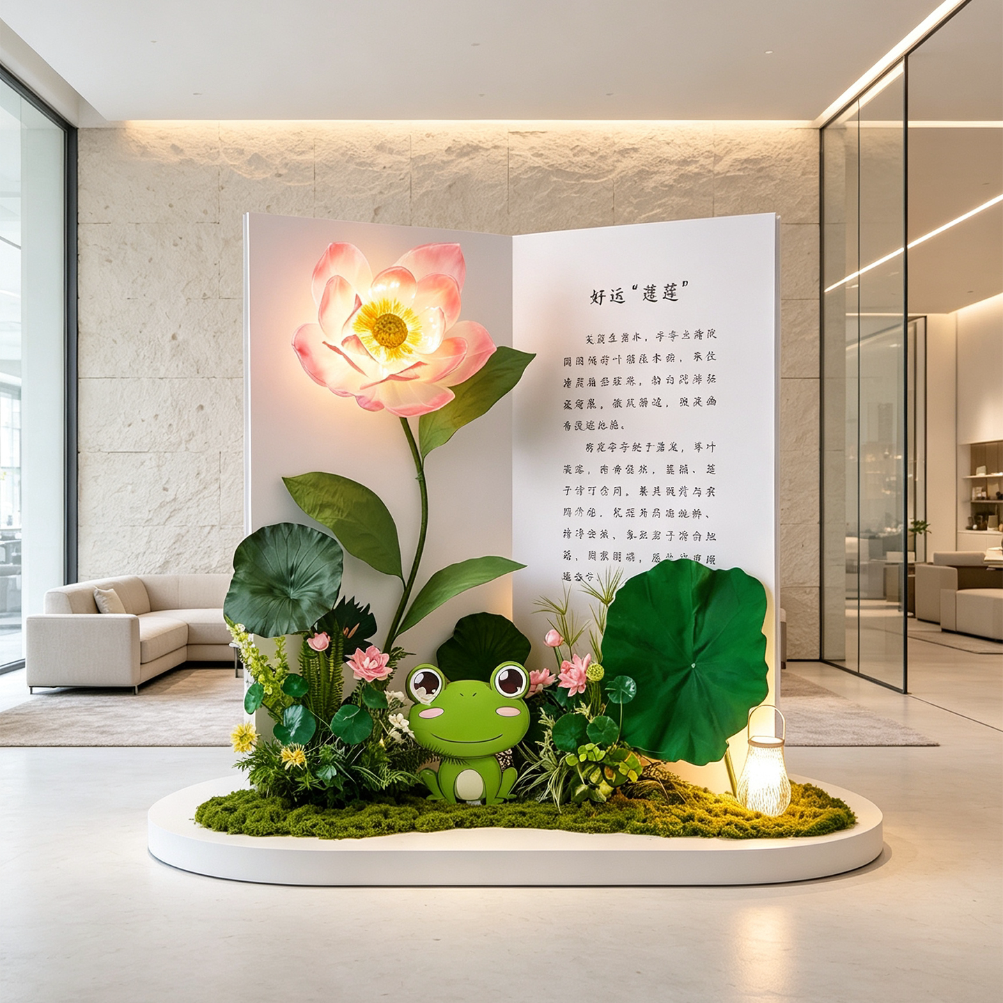 新中式装饰花发光仿真荷花拍照道仿真花/假花