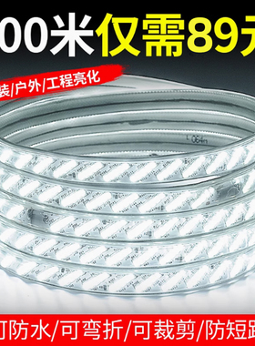 超亮COB灯带led户外防水养殖工地照明白光工程亮化220V家用软灯条