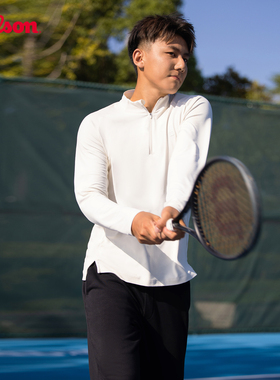 Wilson威尔胜官方春季男士ALLEY半拉链小高领磨毛网球针织长袖T恤