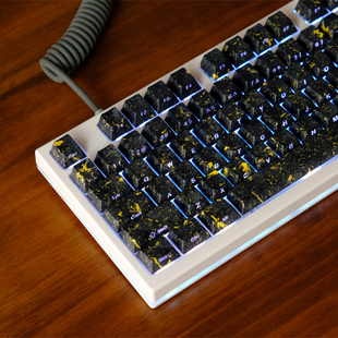 黑金纹侧刻透光键帽 PBT原厂高度热升华机械键盘帽 wooting美加狮