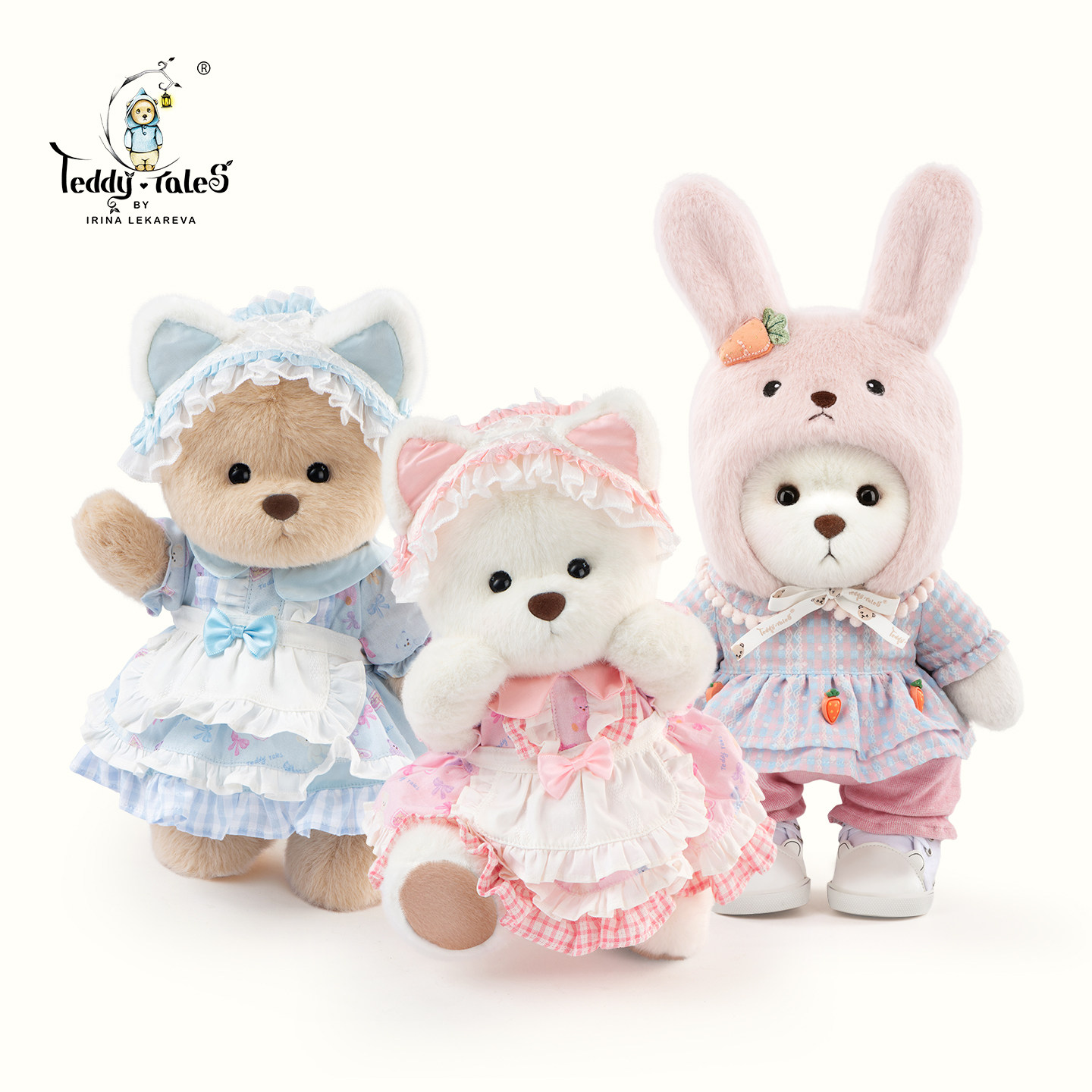 TeddyTales莉娜熊繁花兔子小猫30cm娃娃泰迪手作熊玩偶女生日礼物