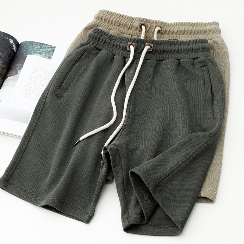 AMERICAN RETRO  COMFORTABLE AND VERSATILE  KHAKI CASUAL KNIT CROPPED PANTS MENS LOOSE SPORTS CASUAL SHORTS WOMENS