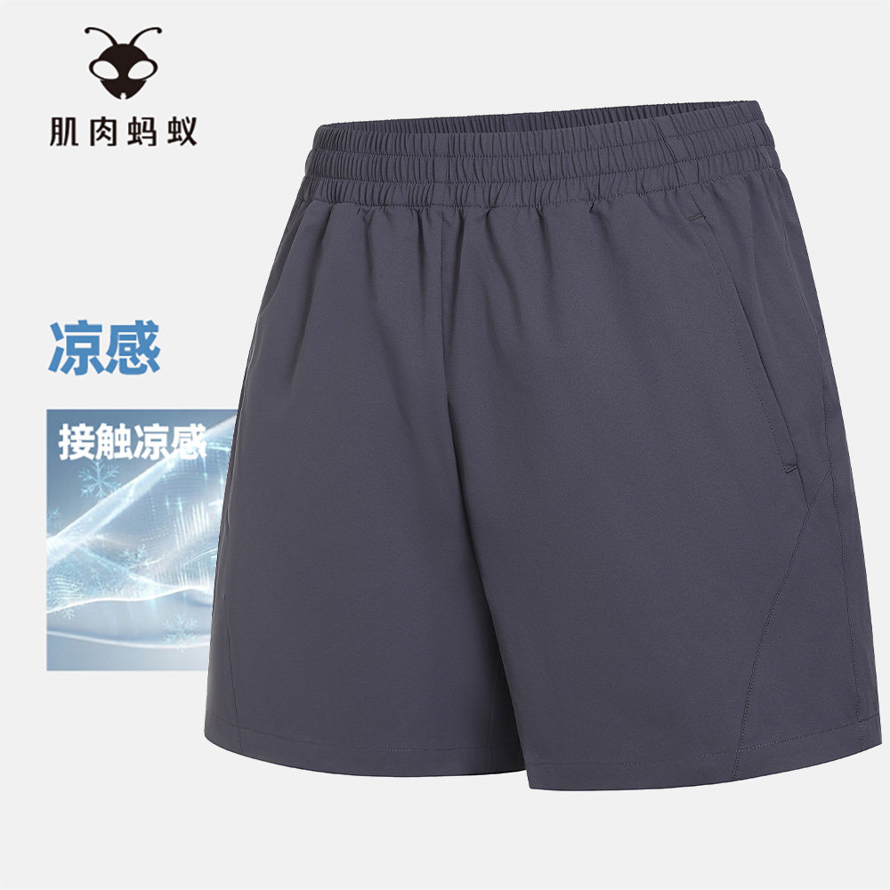 GYMANT肌肉蚂蚁夏季新款轻薄休闲百搭健身运动裤深紫色女A字短裤