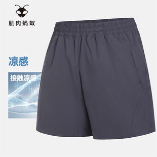GYMANT肌肉蚂蚁夏季新款轻薄休闲百搭健身运动裤深紫色女A字短裤
