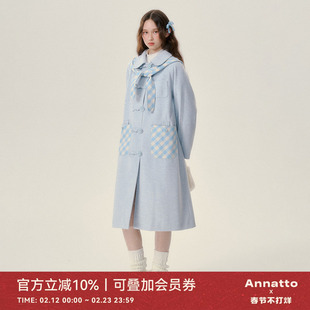 ANNATTO 冬日恋歌 2024年冬季新款显瘦中长款呢子外套女毛呢大衣