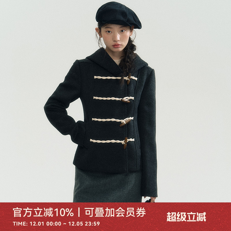 ANNATTO冬季连帽毛呢外套女