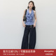 ANNATTO 女 设计感蓝色格纹V领挂脖背心上衣牛仔裤 都市浪漫 夏季