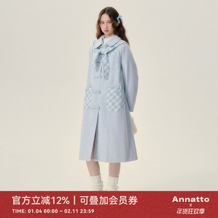 ANNATTO 冬日恋歌 2024年冬季新款显瘦中长款呢子外套女毛呢大衣